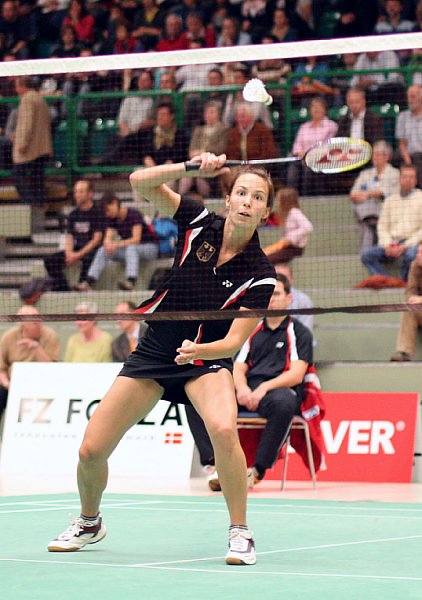 Sandra Marinello beim Badminton-Länderspiel Deutschland - England in Wuppertal, Foto: Frank Kossiski