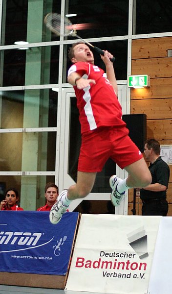 Anthony Clark beim Badminton-Länderspiel Deutschland - England in Heilbronn, Foto: Frank Kossiski